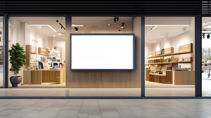 Photo mockup de panneau d'affichage pour magasin et bureau généré avec l'ia