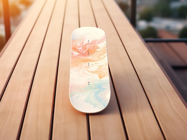 Photo mockup de plateau de skateboard à la mode pour le sport et le style de vie généré par l'ia