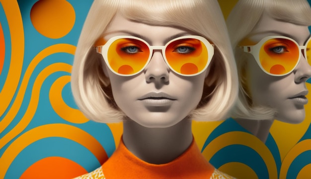 Mode femme blonde portant des lunettes de soleil à la mode Ai générative