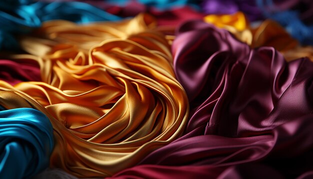 Photo la mode de la soie, l'élégance lisse, les couleurs vives, le motif d'onde abstrait généré par l'ia.