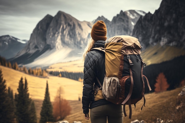 Mode de vie actif randonnée dans les montagnes illustration AI générative