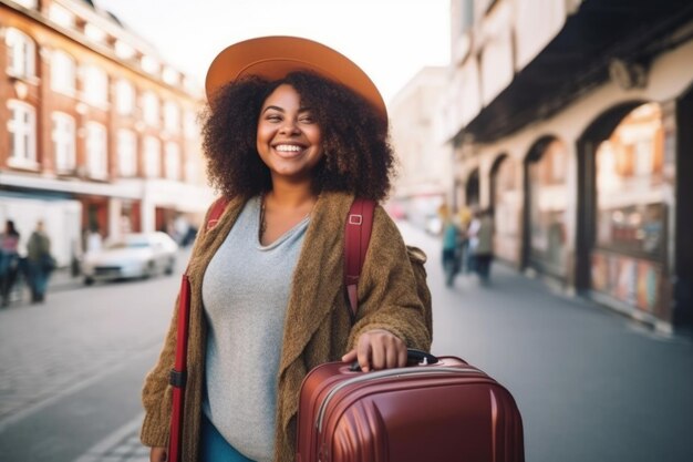 Photo mode de vie de la femme jeune vacances portrait féminin sac beauté valise touriste personne adulte voyageur de vacances