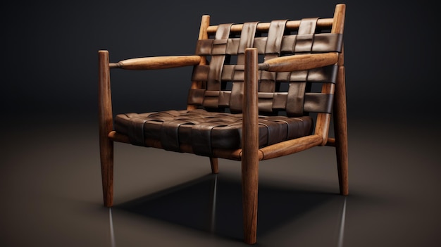 Model de chaise en bois avec des textures en couches et des influences mésoaméricaines