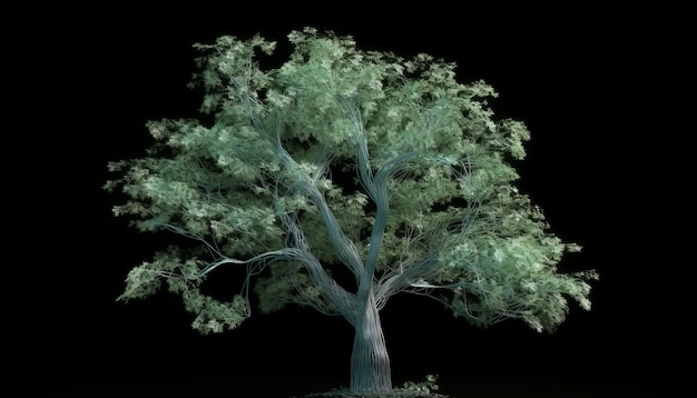 Modèle 3D d'un arbre sur fond noir parfait pour les projets créatifs