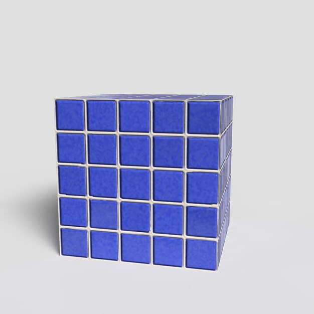 Un modèle 3d d'un cube avec des carrés bleus.