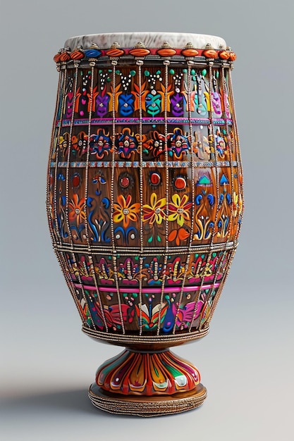 Photo un modèle 3d détaillé d'un tambour indien dhol