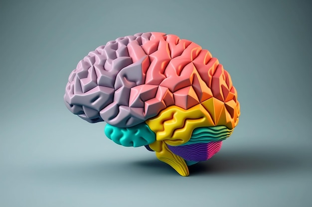 Modèle 3d du cerveau humain isolé sur fond propre AI générative