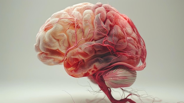 Un modèle 3D du cerveau, l'organe central du système nerveux humain.