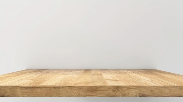Le modèle 3D est d'un comptoir en bois brun clair isolé sur un fond blanc Une prise de vue détaillée de la surface du bureau est montrée au premier plan Un élément de meuble réaliste adapté à l'utilisation comme un