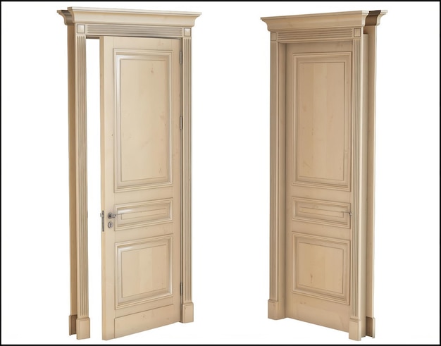 Modèle 3D de grande porte en bois classique