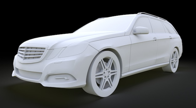 Modèle 3D de grande voiture familiale de rendu 3D