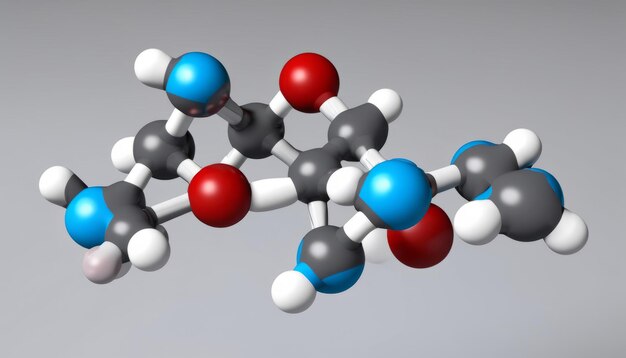 Photo un modèle 3d d'une molécule avec divers produits chimiques