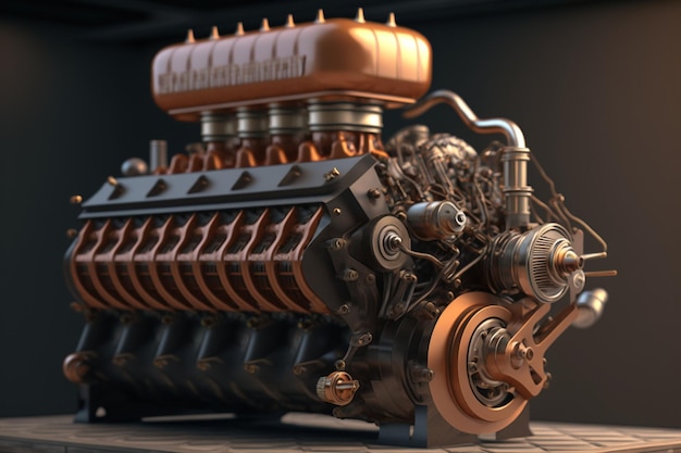 Un modèle 3d d'un moteur v8