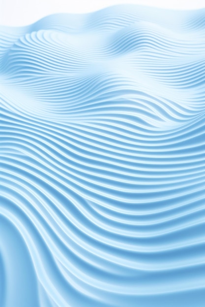 Modèle 3D d'une ondulation d'eau bleue simpliste centrée sur une surface blanche propre
