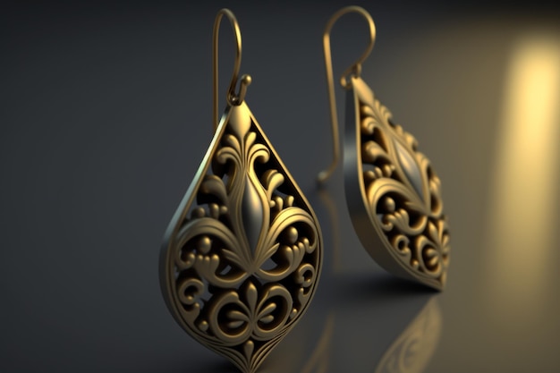 Un modèle 3d d'une paire de boucles d'oreilles