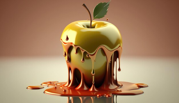 Un modèle 3d d'une pomme sauce caramel