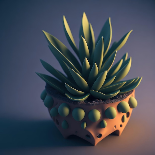 Un modèle 3D d'un pot avec une plante à l'intérieur