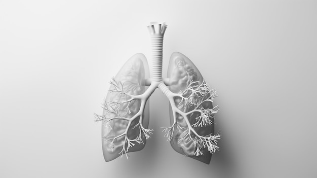 Modèle 3D de poumons humains détaillant les bronchies et les alvéoles montrant l'anatomie du système respiratoire