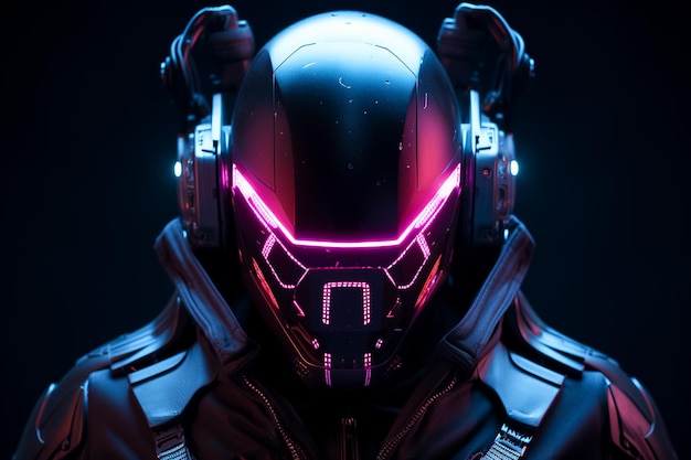 Modèle 3D réaliste d'un cyborg humain dans un cybermonde futuriste Cyberpunk Woman Ai généré