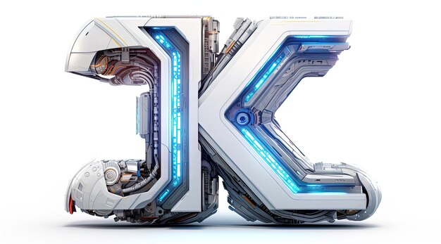 Photo un modèle 3d d'un robot avec la lettre k dessus