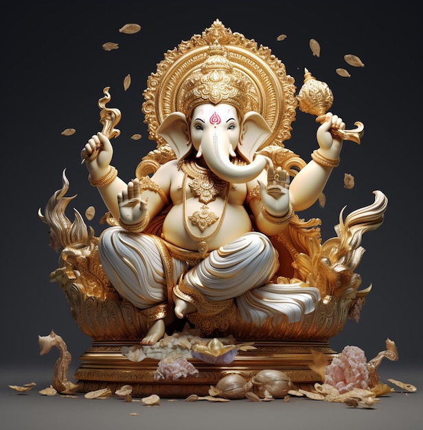 Photo modèle 3d de la statue de ganesh du dieu hindou