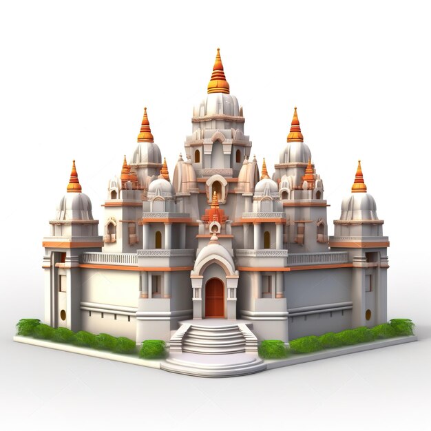 Photo un modèle 3d d'un temple avec un fond blanc.