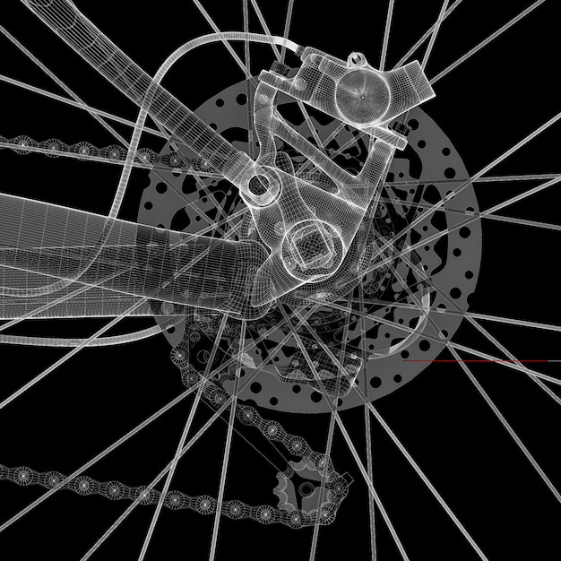 Modèle 3D de vélo de montagne, structure de la carrosserie, modèle en fil de fer