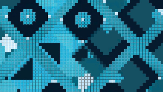 Modèle abstrait de mosaïque colorée avec des figures en mouvement rythmique, arrière-plan pixélisé avec mouvement