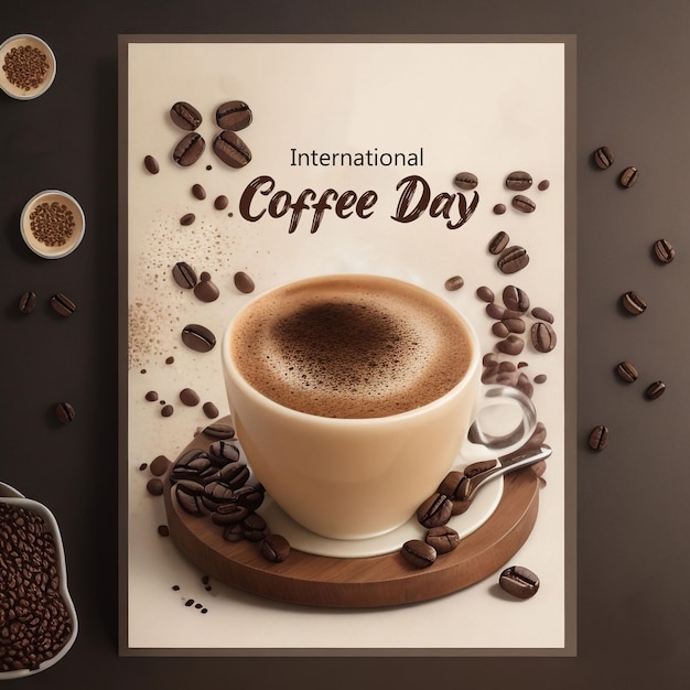 Modèle d'affiche de concept de journée internationale du café JPEG gratuit