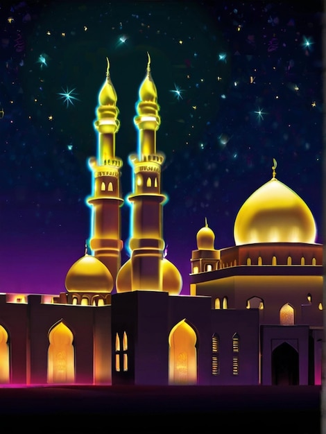 modèle d'affiche idéal avec fenêtre de mosquée de lanterne à l'arrière-plan cartes de vœux islamiques