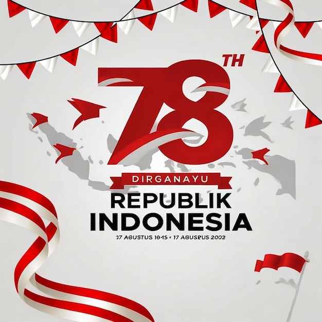 Photo modèle d'affiche verticale du 78e jour de l'indépendance de l'indonésie
