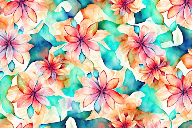 Modèle AIfloral génératif avec illustration aquarelle pastel de fleurs sauvages