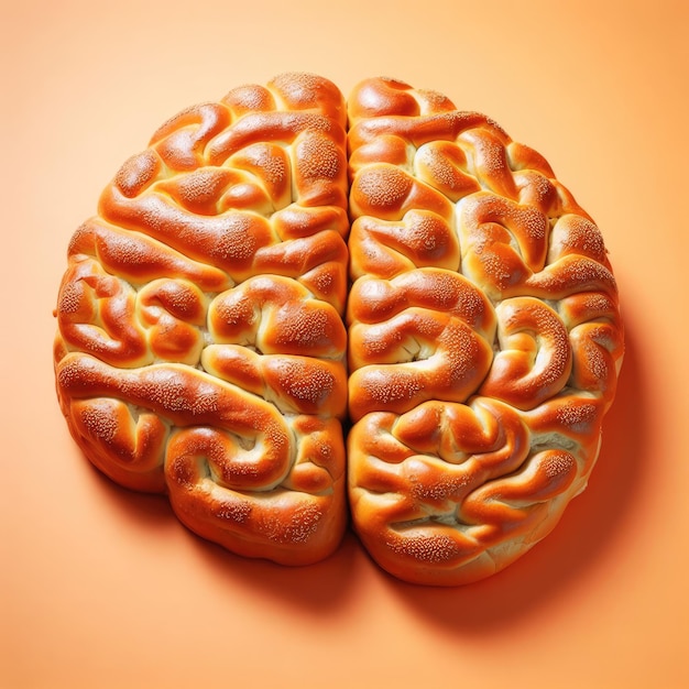 Photo modèle d'anatomie du cerveau humain sur fond orange