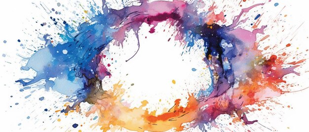 Modèle aquarelle splash multicolore pour les dessins sur fond blanc Ai généré