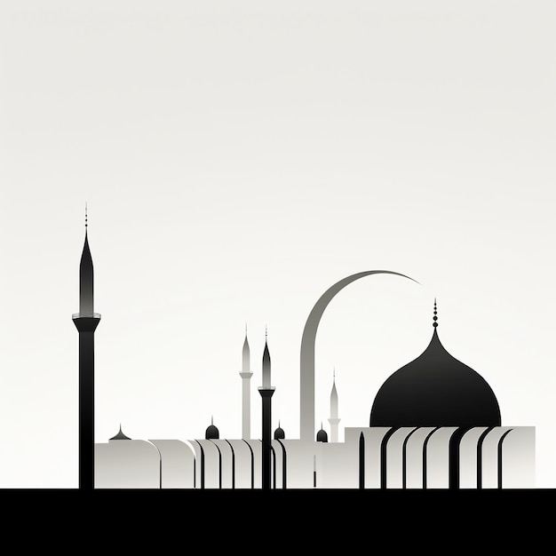 Photo modèle d'arrière-plan de mosquée noir et blanc abstrait