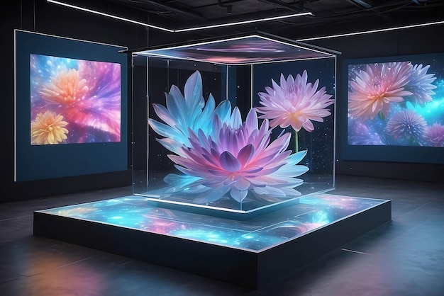 Modèle d'art en réalité augmentée sur écrans flottants holographiques