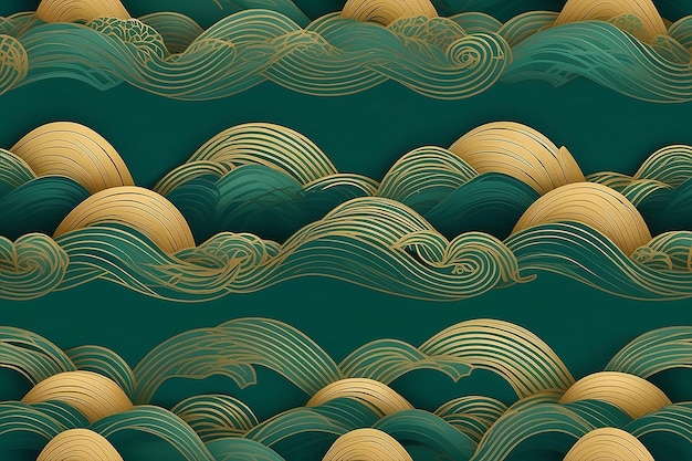 Modèle asiatique sans couture d'élégance orientale d'automne avec des vagues géométriques
