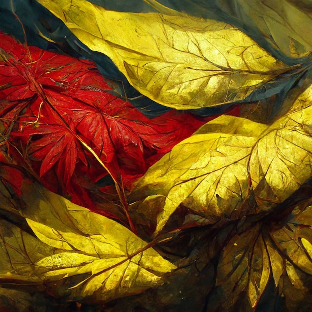 Modèle d'automne avec des feuilles rouges et jaunes colorées