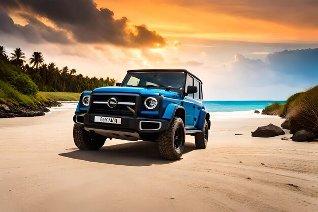 Modèle d'automobile sur la plage