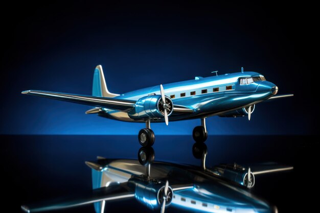Photo modèle d'avion de passagers sur fond bleu