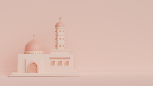 Modèle de bannière de fond islamique ramadan kareem avec espace de copie de mosquée d'illustration 3d