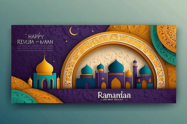 Photo un modèle de bannière réaliste pour le ramadan islamique