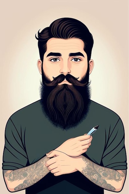 Photo modèle à barbe intelligente illustration