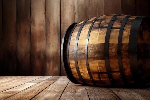 Modèle de baril de whisky en bois vieux et sombre générer Ai