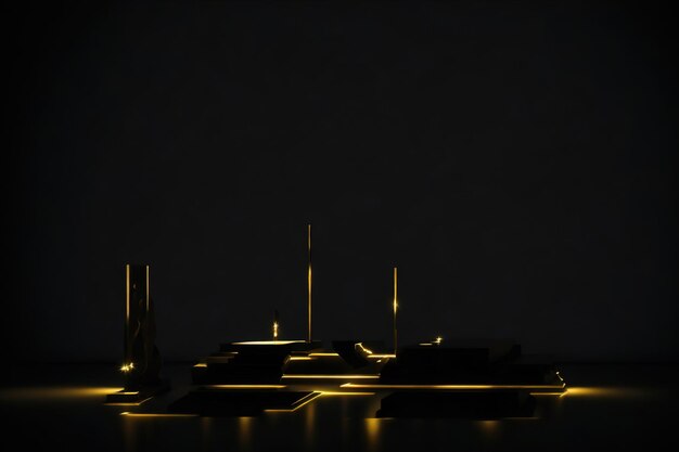 Un modèle d'un bâtiment avec des lumières jaunes dessus