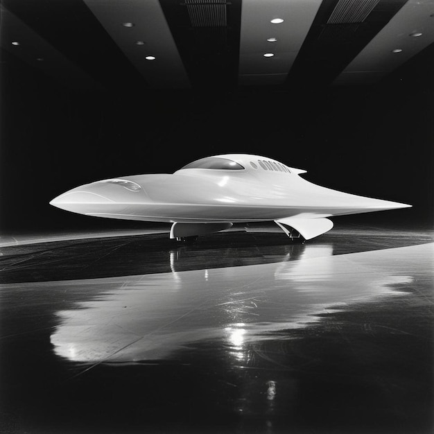 un modèle blanc d'un avion assis sur le dessus d'un sol