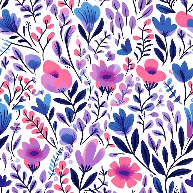 Modèle bleu violet sans couture Joli motif en petite fleur Petit lilas et fleurs