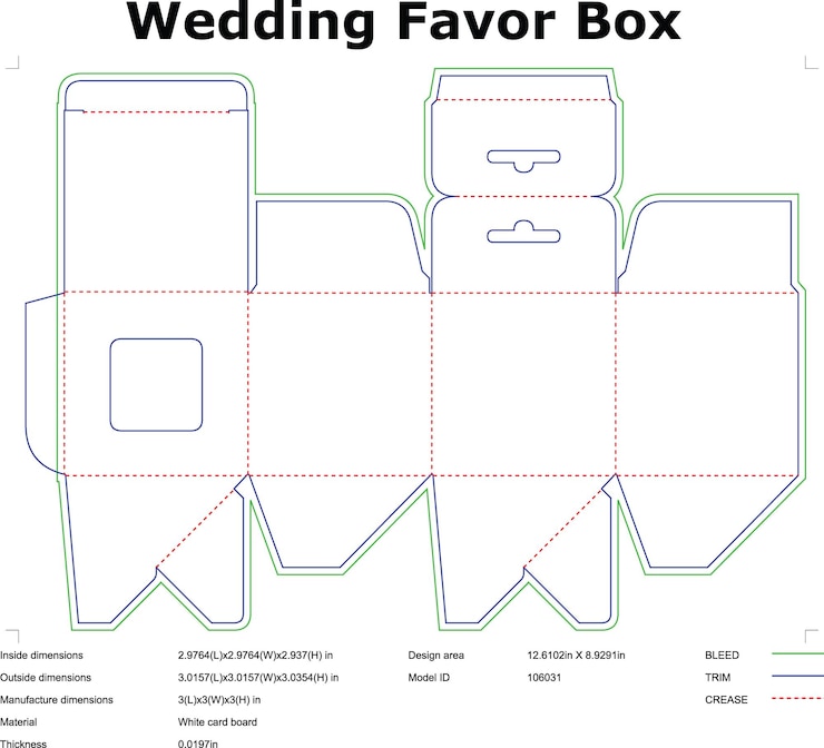 Photo modèle de boîte de faveur de mariage