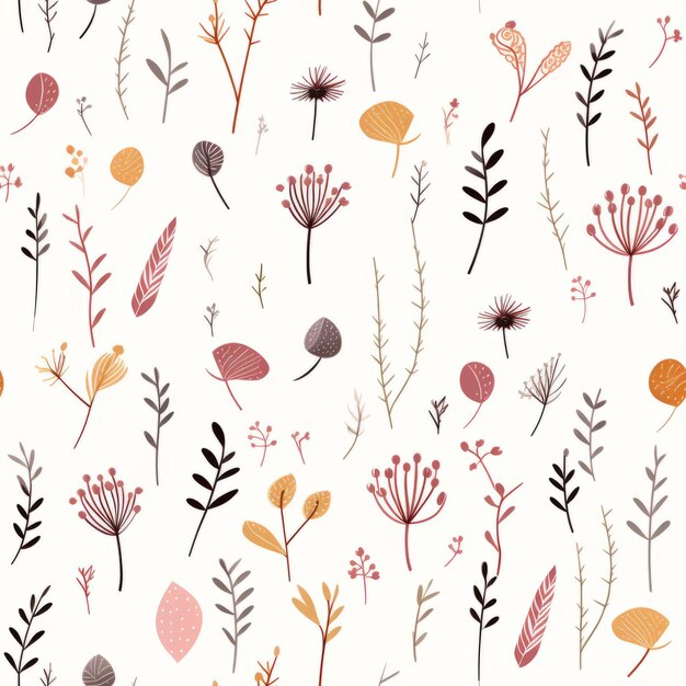 Modèle botanique d'automne de Doodle fait à la main minimaliste