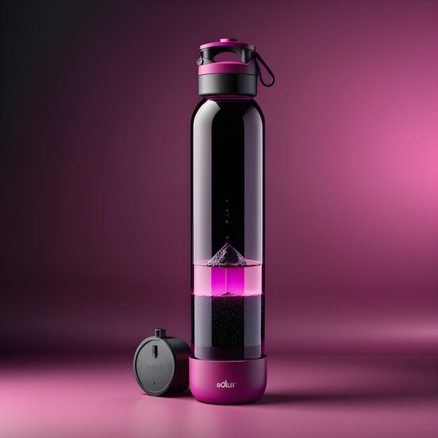 modèle de bouteille d'eau sportive isolé sur fond violet